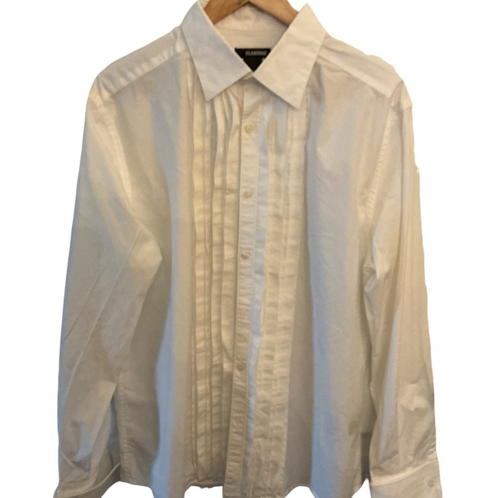 Claiborne‎ Pleated Front White Dress Shirt - Premium Cotton Size L - Picture 4 of 8